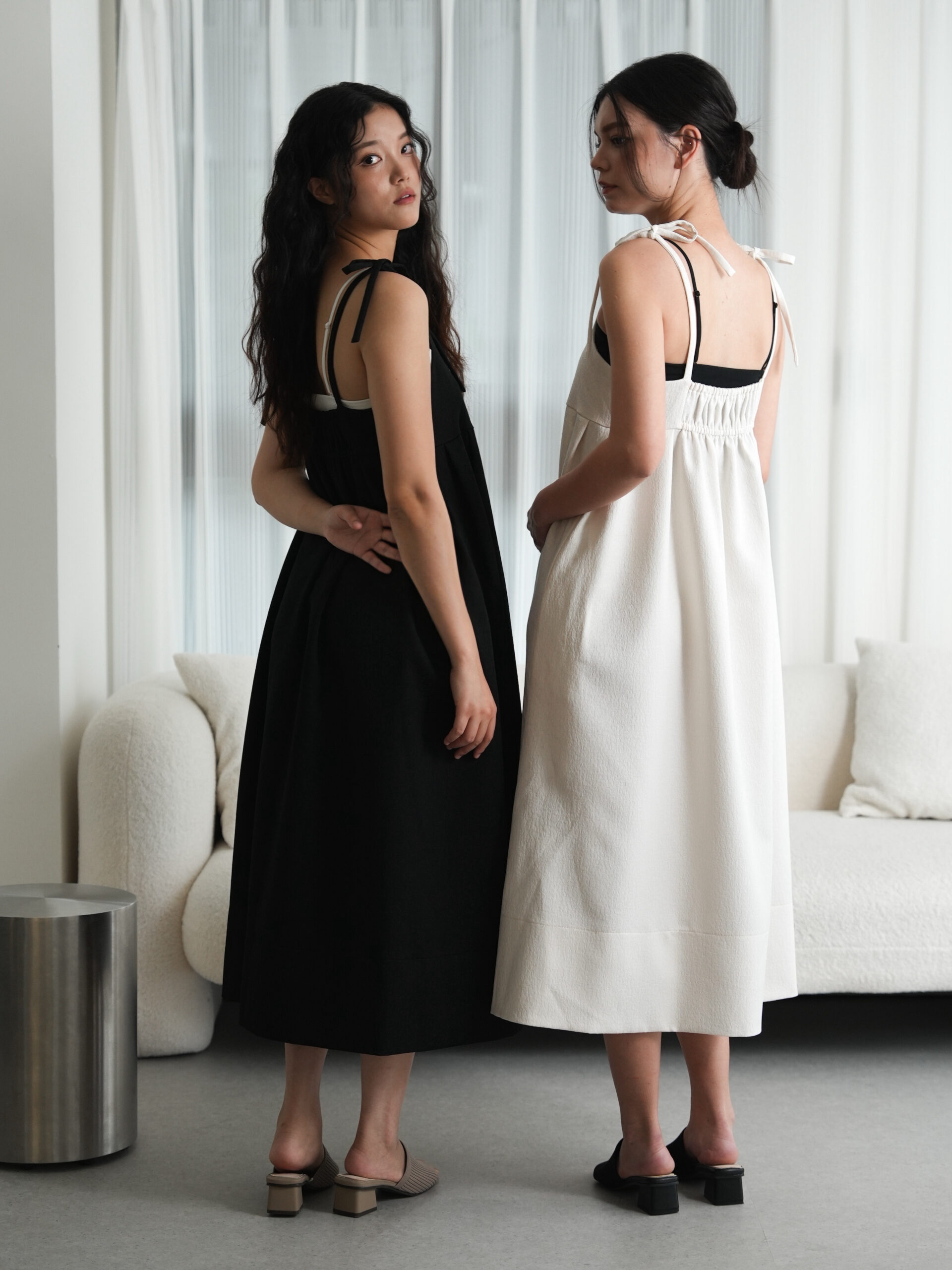 立體紋理綁帶細肩帶長裙 Jacquard Cami Tie-Strap Long Dress - Image 6