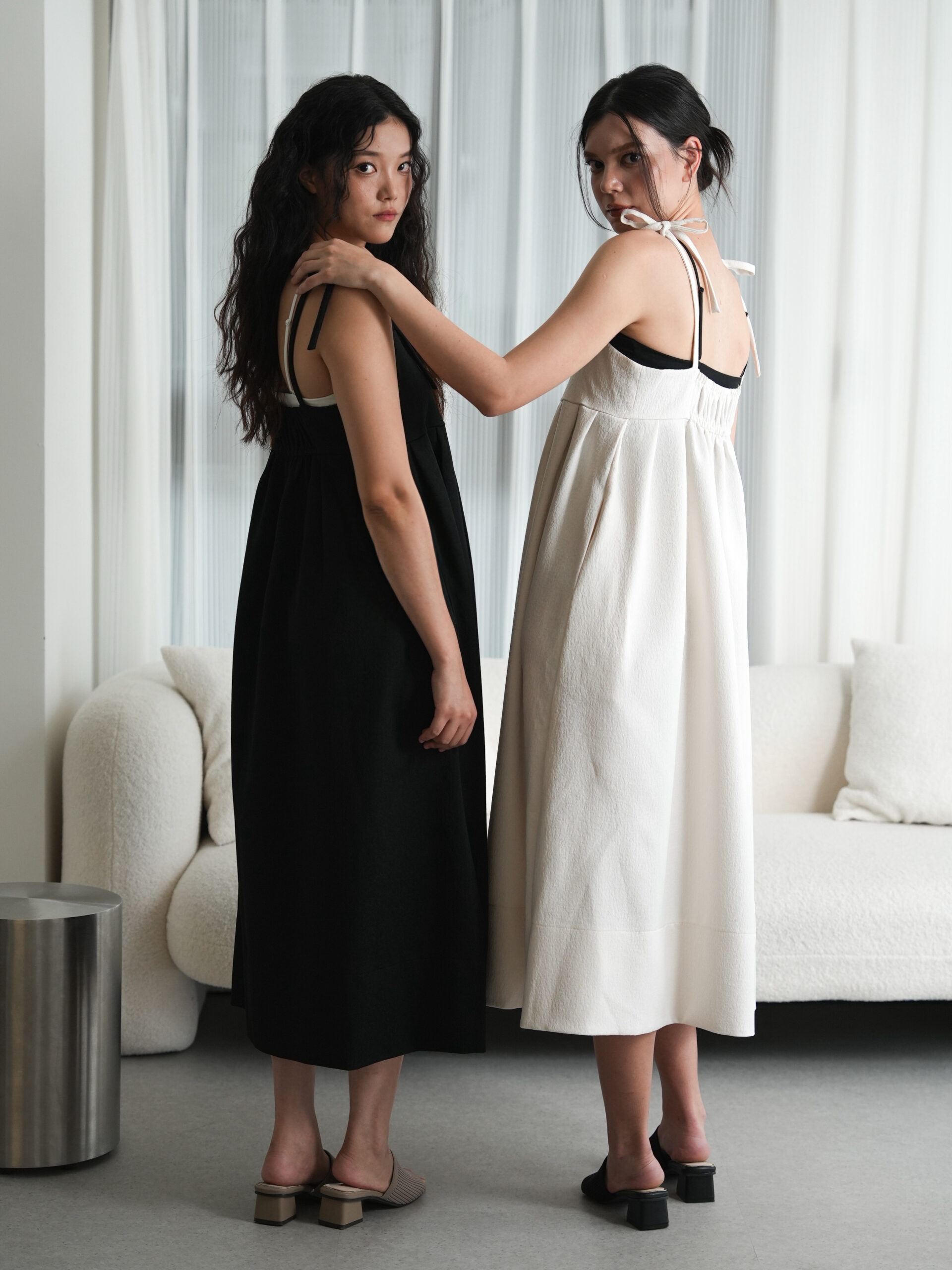 立體紋理綁帶細肩帶長裙 Jacquard Cami Tie-Strap Long Dress - Image 7