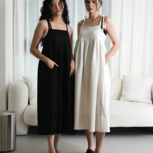立體紋理綁帶細肩帶長裙 Jacquard Cami Tie-Strap Long Dress