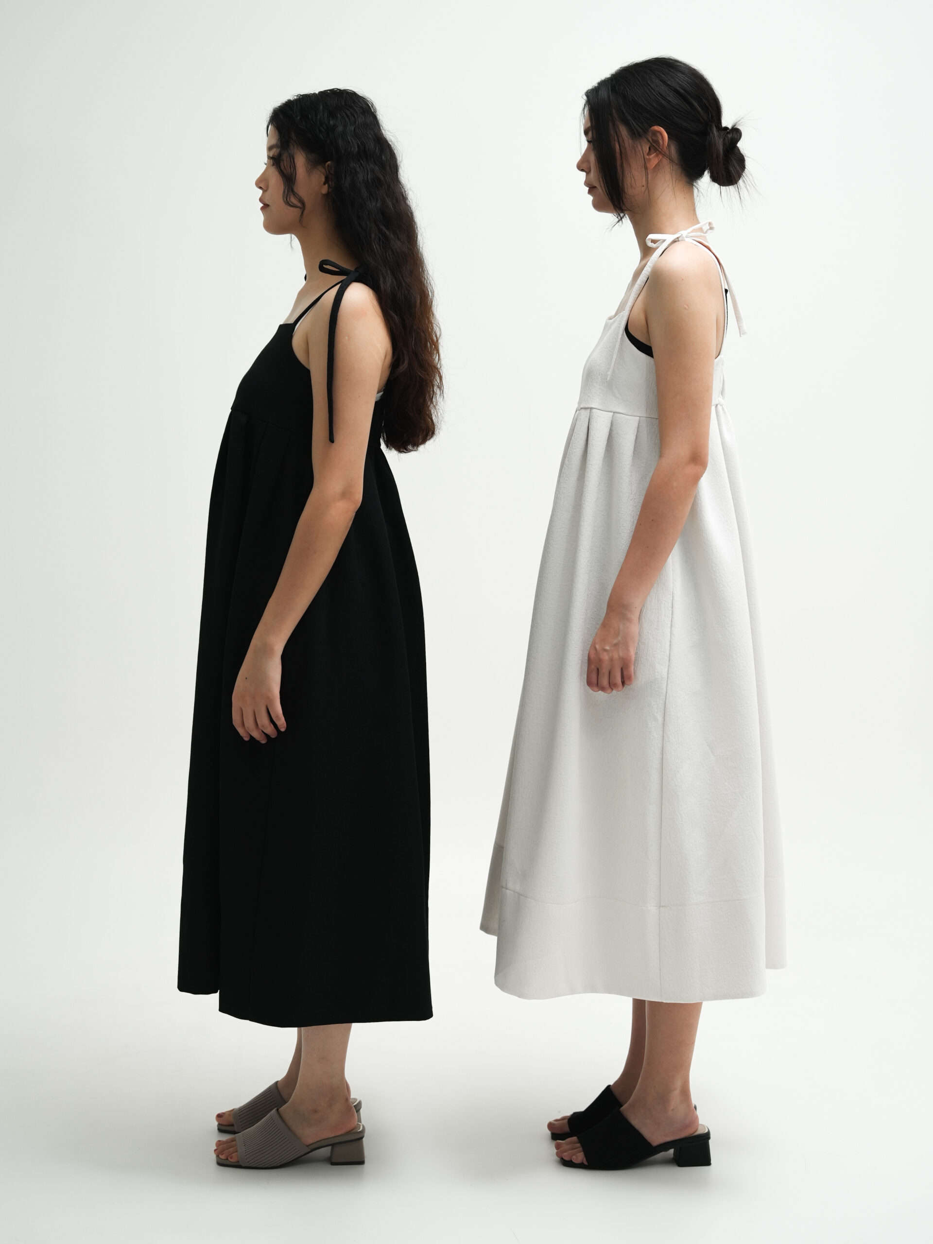 立體紋理綁帶細肩帶長裙 Jacquard Cami Tie-Strap Long Dress - Image 15