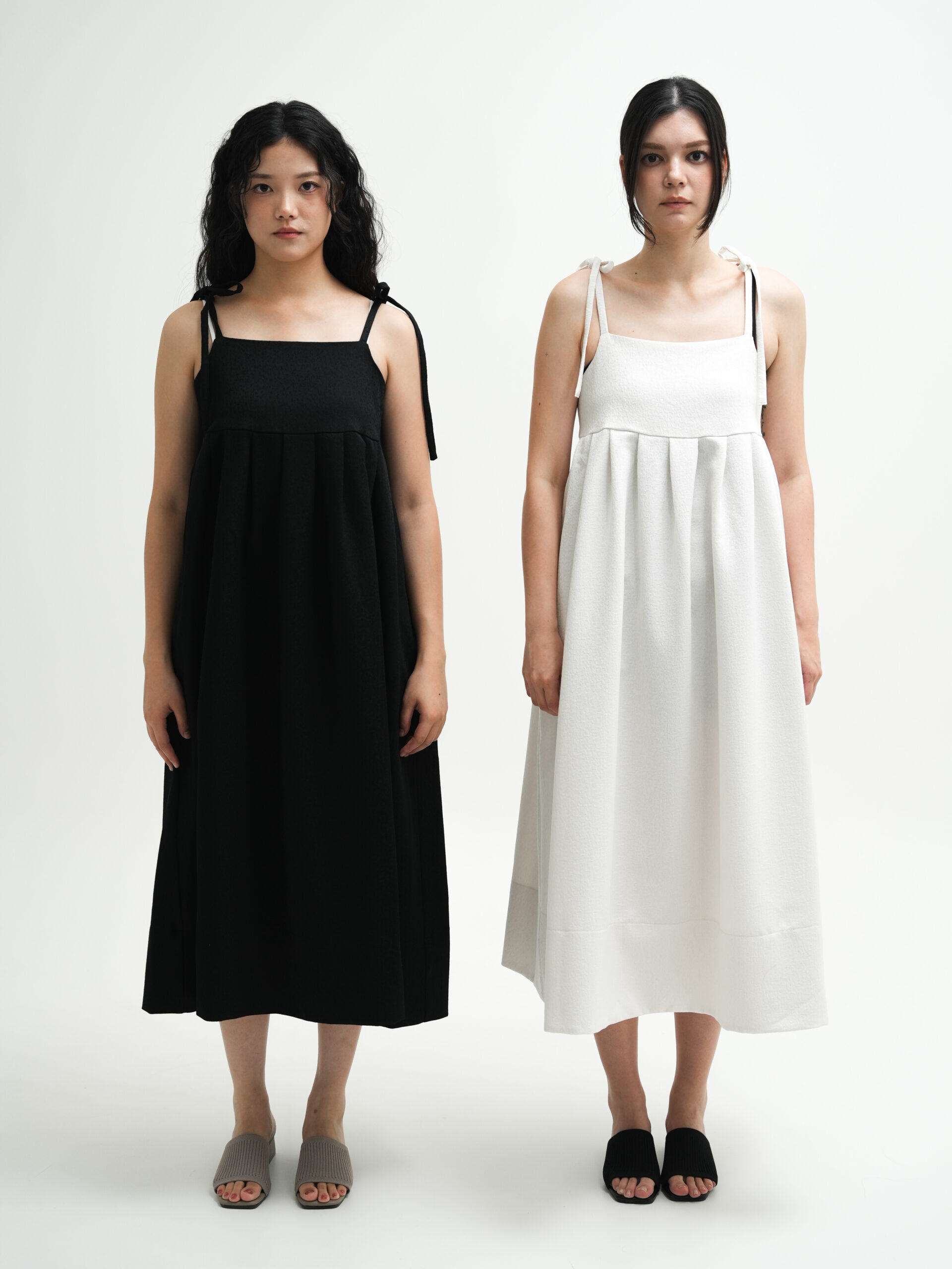 立體紋理綁帶細肩帶長裙 Jacquard Cami Tie-Strap Long Dress - Image 14