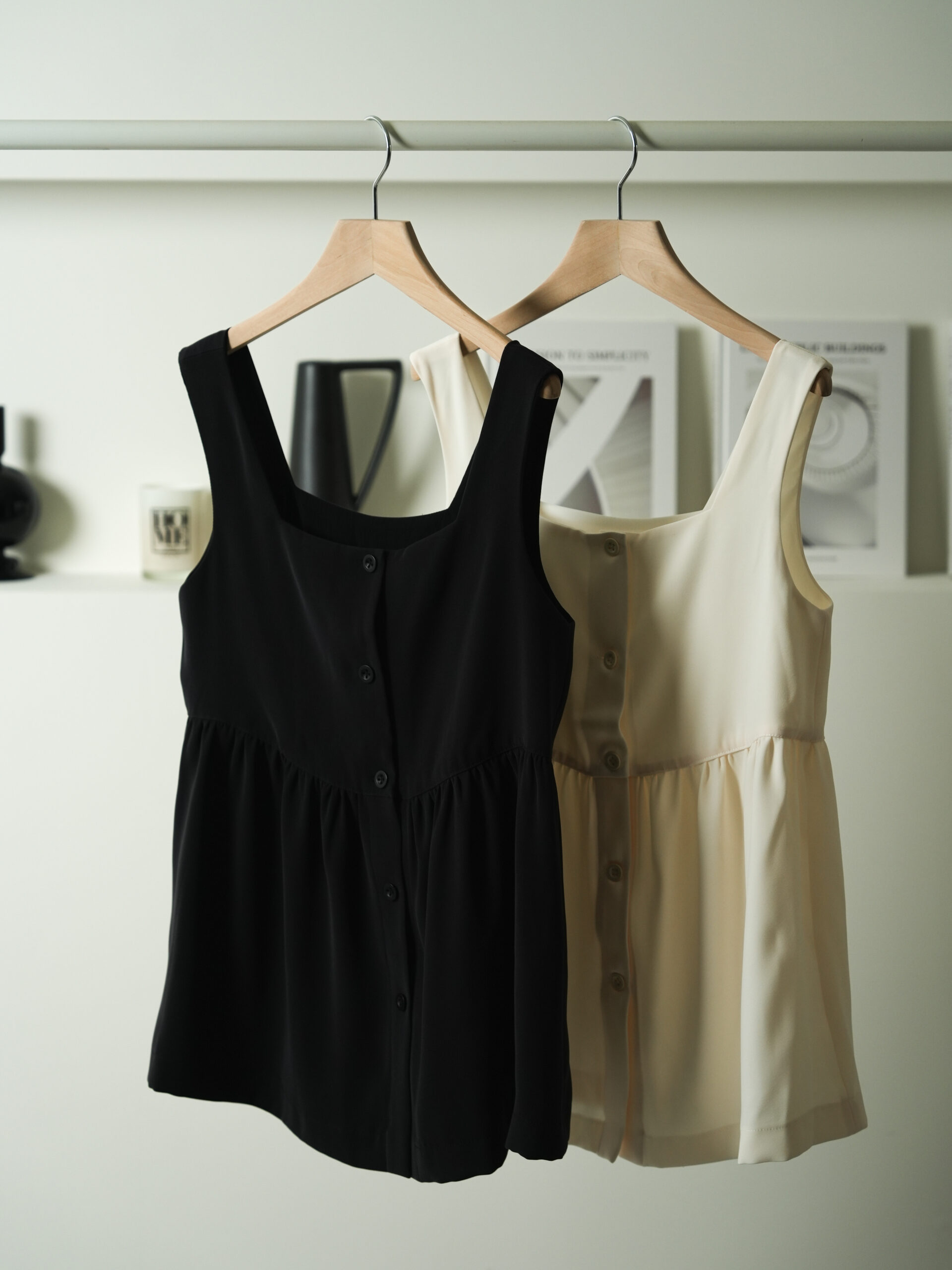 方領排扣長版無袖背心Square Neck Longline Sleeveless Blouse Vest:圖片 6
